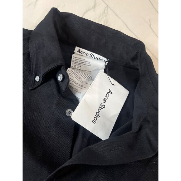 ACNE STUDIOS Odrox Cotton Twill Overshirt in Black 50 New Mens Shacket - Picture 7 of 11